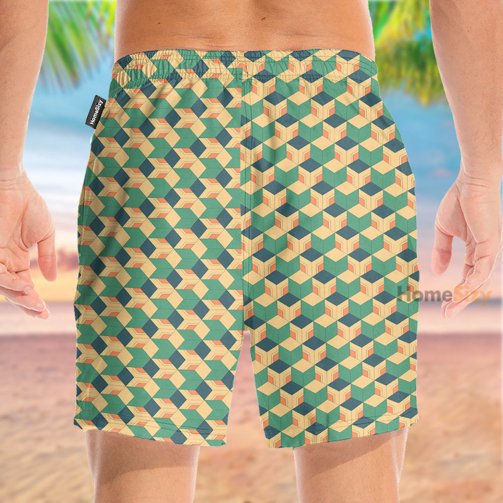Dmsl Anime Tomioka Haori Pattern Cosplay Costume - Beach Shorts - Image 3