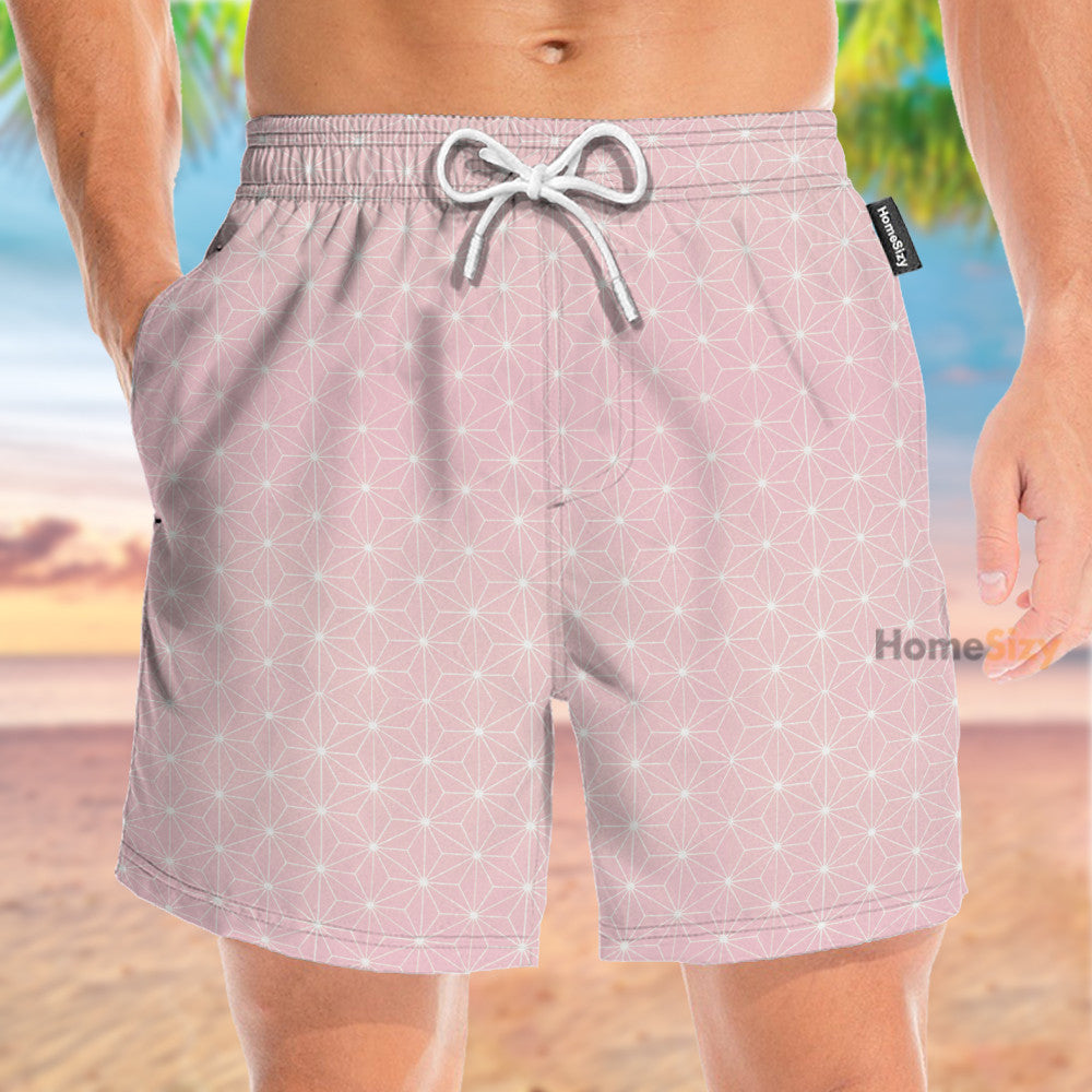 Dmsl Anime Nezuko Floral Pattern Cosplay Costume - Beach Shorts - Image 2