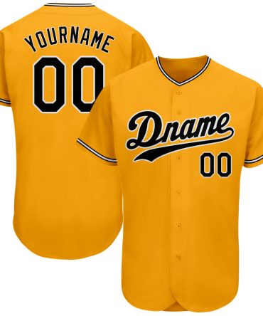 Custom Gold Black-White Authentic Baseball Jersey