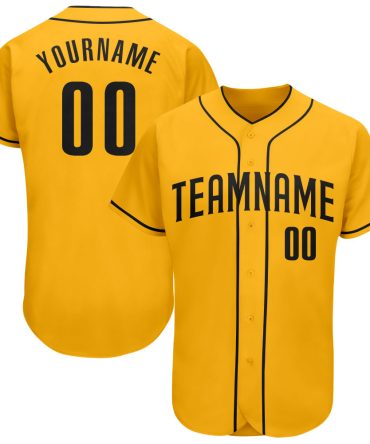 Custom Gold Black Authentic Baseball Jersey