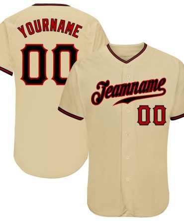 Custom Sand Black-Red Authentic Baseball Jersey