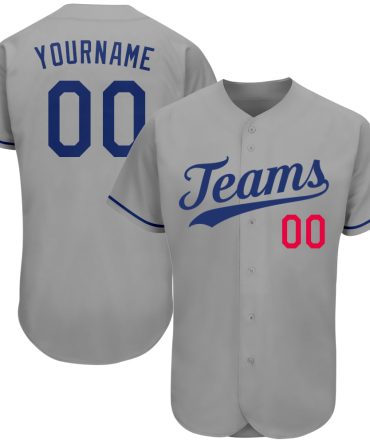Custom Gray Royal-Red Authentic Baseball Jersey