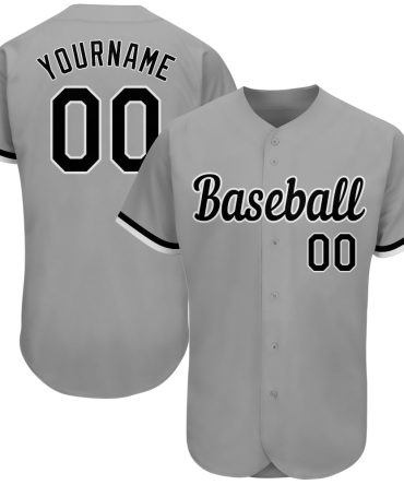 Custom Gray Black-White Authentic Baseball Jersey