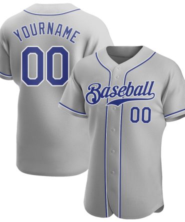 Custom Gray Royal-White Authentic Baseball Jersey