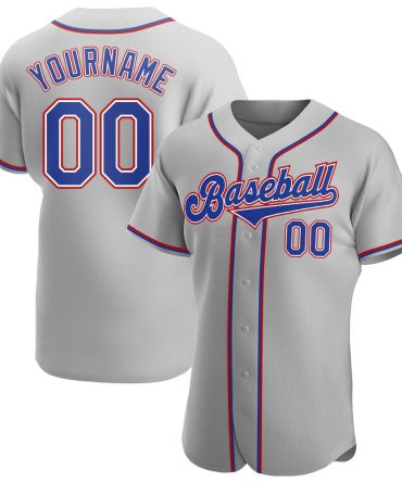 Custom Gray Royal-Red Authentic Baseball Jersey