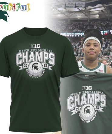 Green Michigan State Spartans 2025 Big 10 Men’S Basketball Regular Season Champions Locker Room Shirt