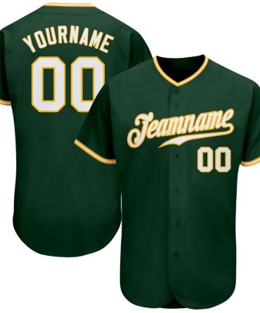 Custom Green White-Gold Authentic Baseball Jersey