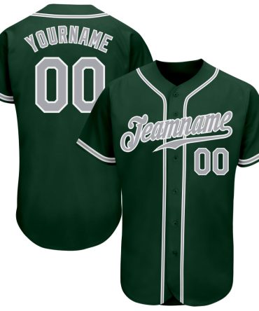 Custom Green Gray-White Authentic Baseball Jersey