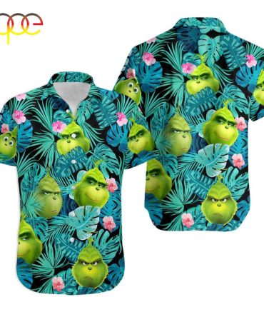 Grinch Christmas Tropical Floral Hawaiian Shirt
