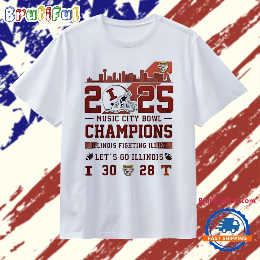 Illinois Football 2025 Music City Bowl Champions Let’S Go Illinois T Shirt
