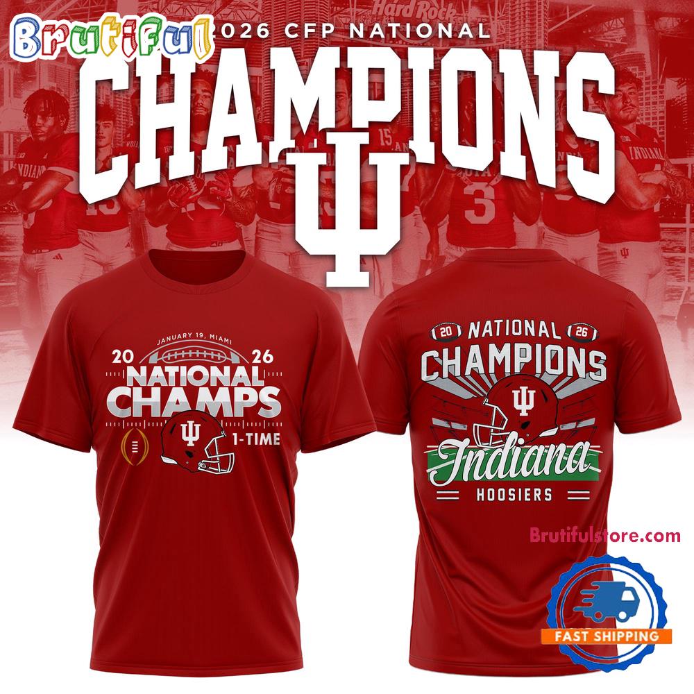 Indiana Hoosiers 2025-2026 Cfp National Champions Special New Red T Shirt