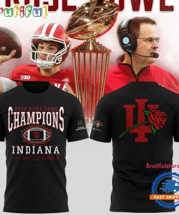 Indiana Hoosiers 2026 Cfp Quaterfinal Rose Bowl Game Champions Black Shirt