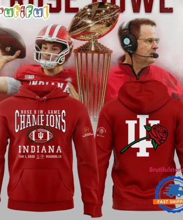 Indiana Hoosiers 2026 Cfp Quaterfinal Rose Bowl Game Champions Red Hoodie Shirt