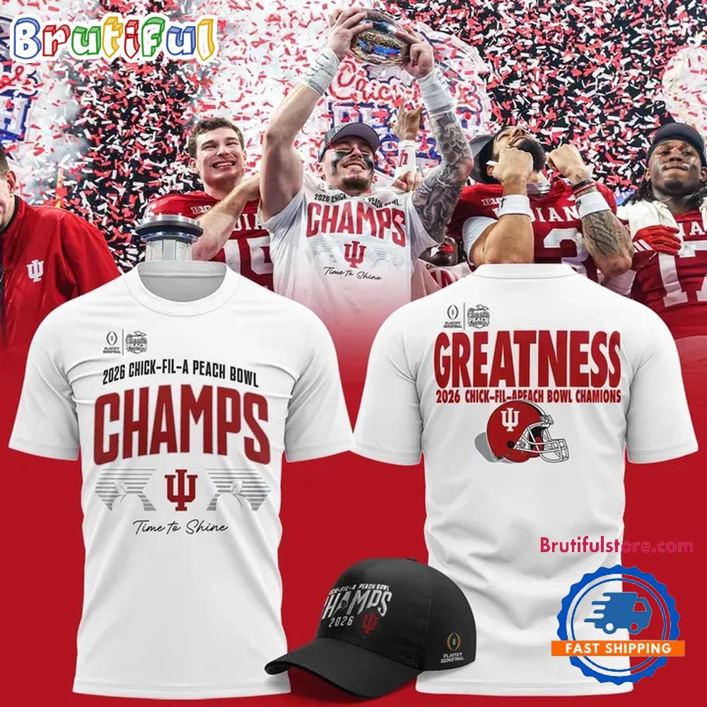 Indiana Hoosiers 2026 Chick Fil A Peach Bowl Game Champions Greatness T Shirt