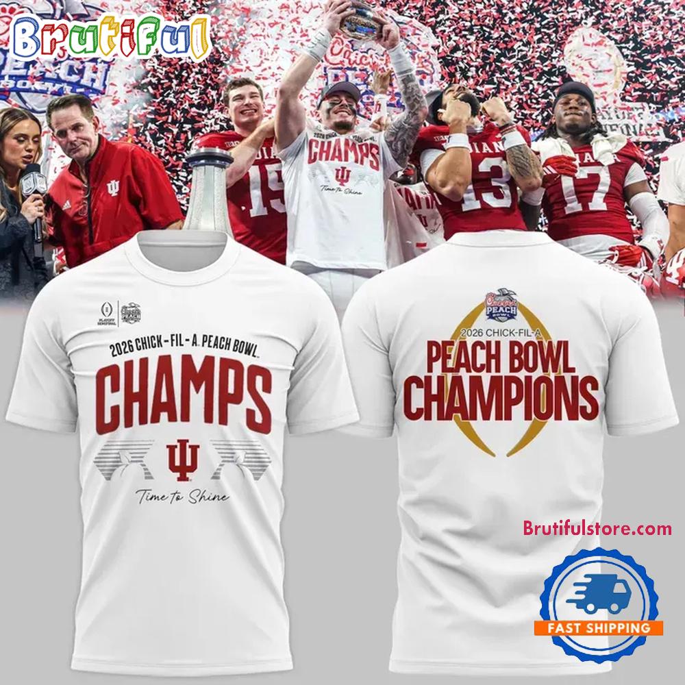 Indiana Hoosiers 2026 Peach Bowl Game Champs New 3D Shirt