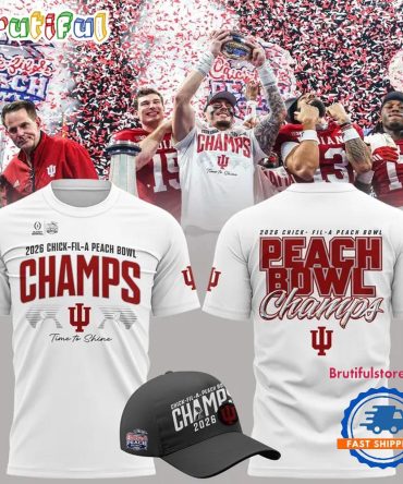 Indiana Hoosiers 2026 Peach Bowl Game Champs White T Shirt