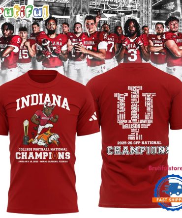 Indiana Hoosiers Cfp National Champions 2026 Mascot Winner Red T Shirt