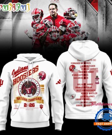 Indiana Hoosiers Cfp National Champions 2026 Winner Team Player Name White Hoodie