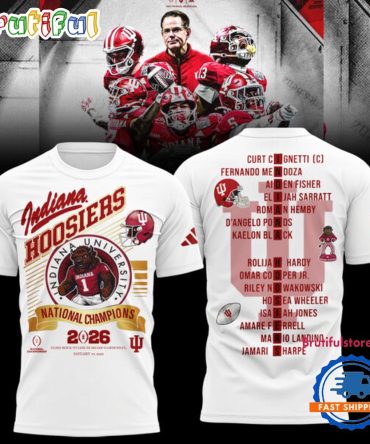 Indiana Hoosiers Cfp National Champions 2026 Winner Team Player Name White T Shirt