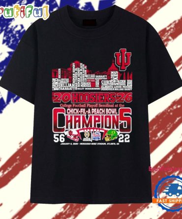 Indiana Hoosiers Chick Fil A Peach Bowl Champions 2026 City Skyline Player Name T Shirt