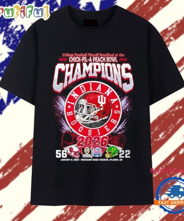 Indiana Hoosiers Chick Fil A Peach Bowl Champions 2026 Helmet T Shirt