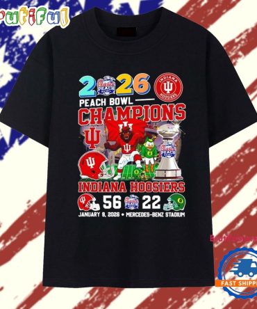 Indiana Hoosiers Football 2026 Peach Bowl Champions Trophy Mascot T Shirt