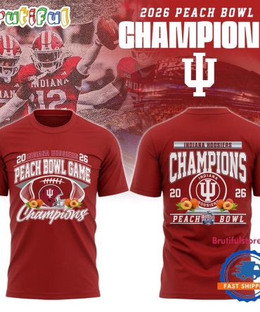 Indiana Hoosiers Ncaa 2026 Peach Bowl Champions Limited Edition Red T Shirt