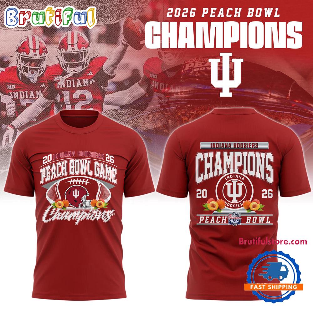 Indiana Hoosiers Ncaa 2026 Peach Bowl Champions Limited Edition Red T Shirt