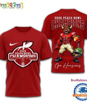 Indiana Hoosiers Ncaa 2026 Peach Bowl Champions Red Design 3D Shirt