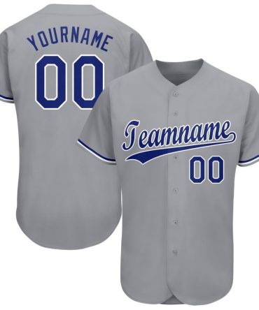 Custom Gray Royal-White Baseball Jersey