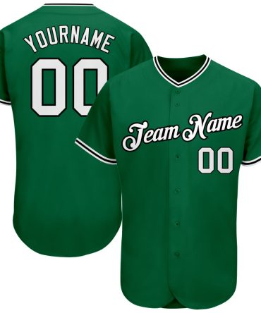 Custom Kelly Green White-Black Authentic Baseball Jersey