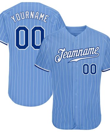 Custom Light Blue White Pinstripe Royal-White Authentic Baseball Jersey