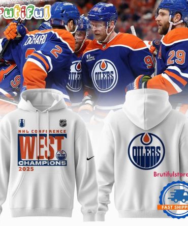 Limited Edition Edmonton Oilers 2025 Western Conference Champions White Hoodie Shirt