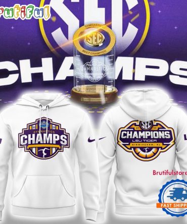 Lsu Tigers 2025 Sec Women’S Gymnastics Champions White Hoodie