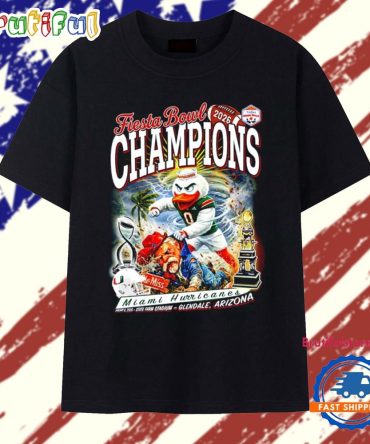 Miami Hurricanes College Football Playoff 2026 Fiesta Bowl Champions Mascot Vintage T Shirt