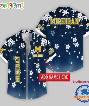 Michigan Wolverines Five-Petaled Flower Pattern Hawaii Shirt