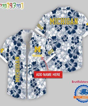 Michigan Wolverines Flower Palm Tree Aloha Hawaii Shirt