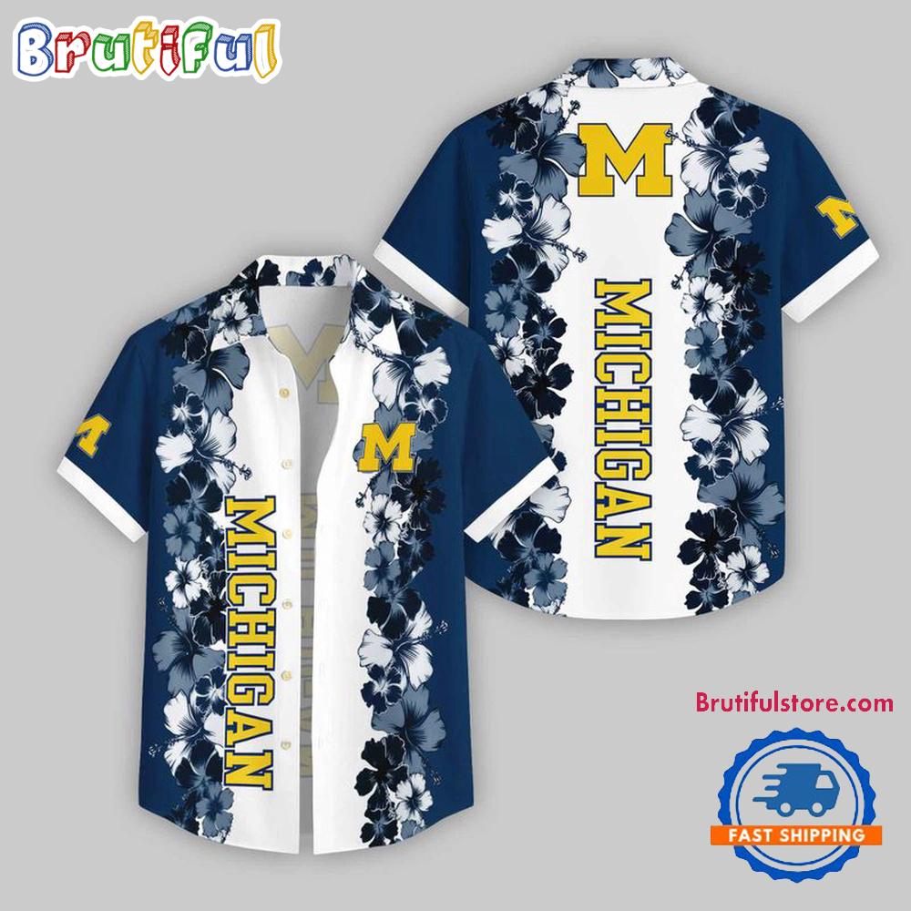 Michigan Wolverines Flower Pattern Summer Beach Aloha Hawaii Shirt