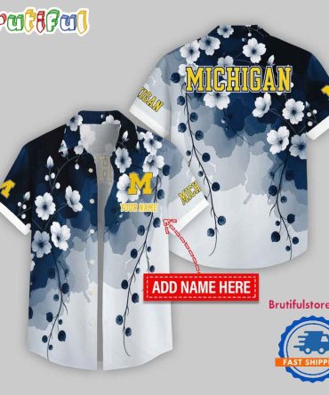 Michigan Wolverines Flower Pattern Trendy Summer Button Hawaii Shirt