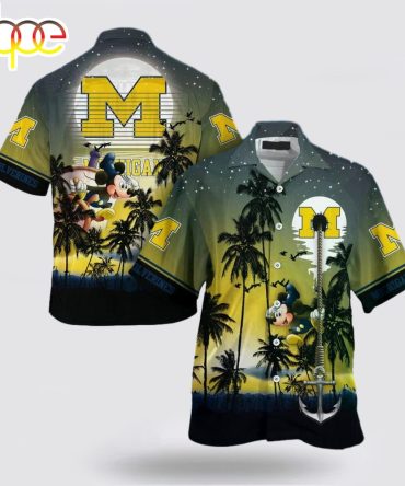 Michigan Wolverines Ncaa Summer Night Hawaiian Shirt For Fans