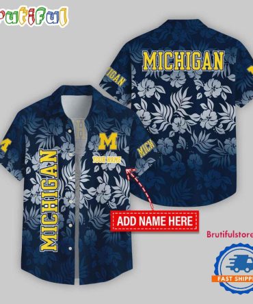 Michigan Wolverines Night Flower Pattern Personalized Name Hawaii Shirt