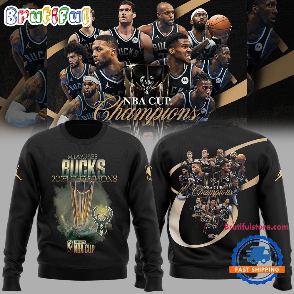 Milwaukee Bucks 2024 Champions Nba Cup New Sweatshirt