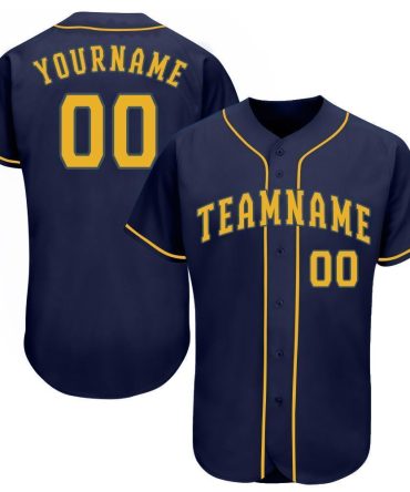 Custom Navy Gold Baseball Jersey