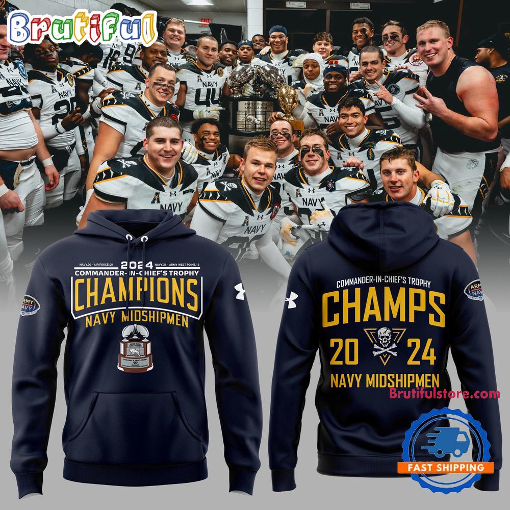 Navy Midshipmen 2024 Cic Trophy Champions Hoodie
