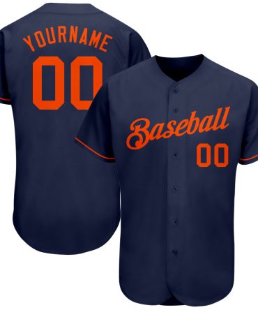 Custom Navy Orange Authentic Baseball Jersey