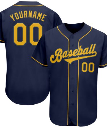 Custom Navy Gold Authentic Baseball Jersey
