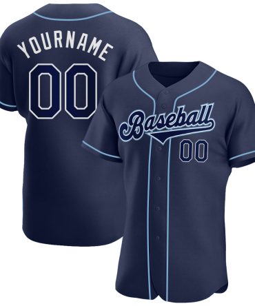 Custom Navy Navy-Powder Blue Authentic Baseball Jersey