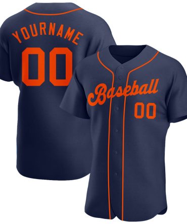 Custom Navy Orange Authentic Baseball Jersey