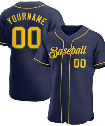 Custom Navy Gold-Navy Authentic Baseball Jersey