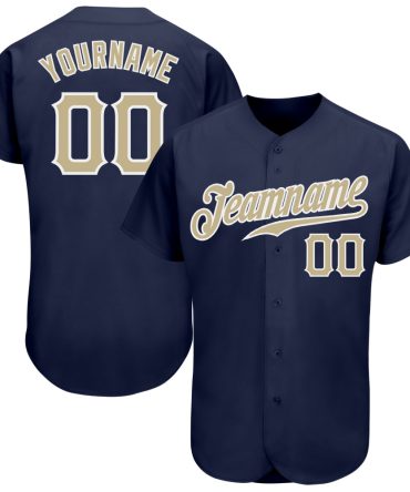 Custom Navy Vegas Gold-White Authentic Baseball Jersey